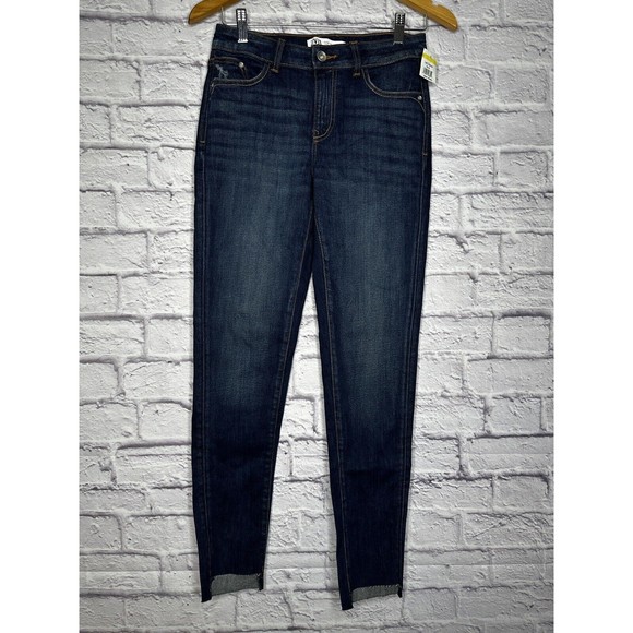 ZARA Skinny Mid Rise Step Raw Hem Denim Jeans Women’s Size 4 Cotton Elastane NEW - Picture 1 of 10